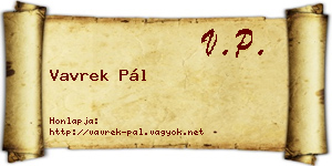 Vavrek Pál névjegykártya